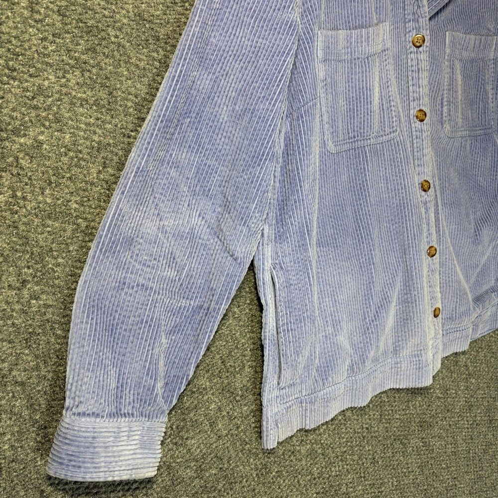 LL Bean Corduroy Shacket Jacket L blue Cabin core Cozy Soft Chore Shirt - Picture 6 of 12